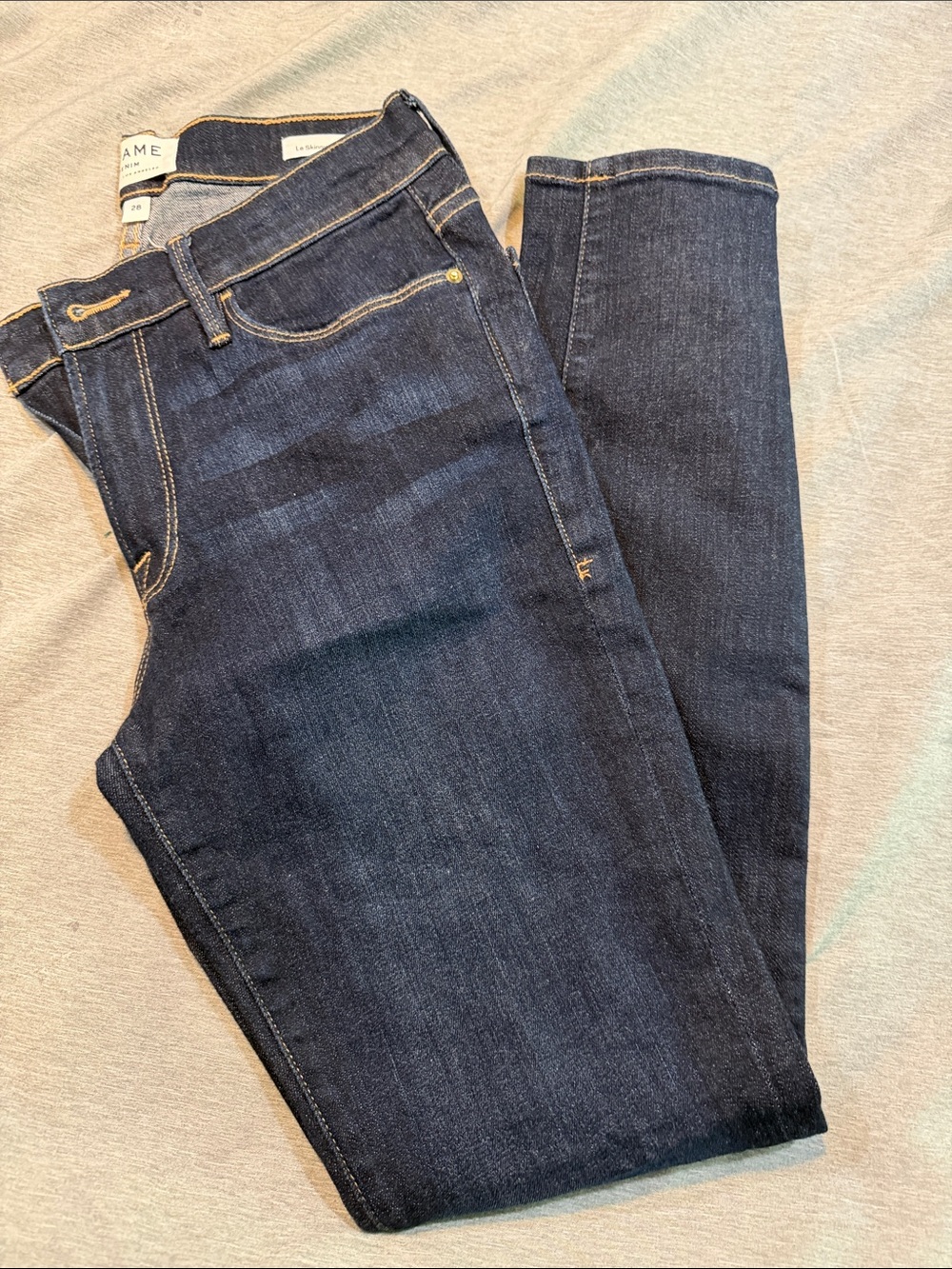 Frame Denim Straight Leg Jeans in Deep Indigo
